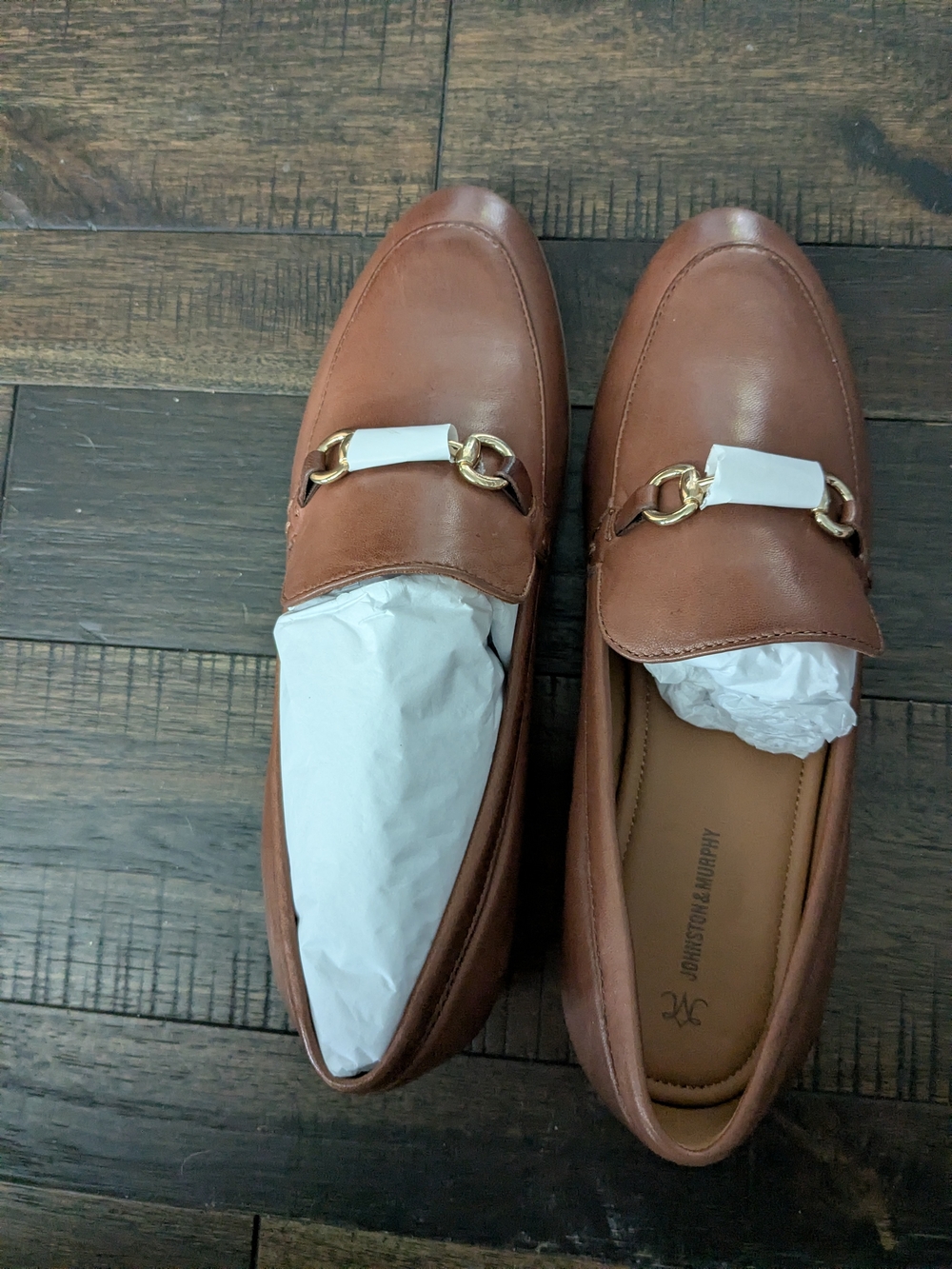 Johnston & Murphy Women's Brown Leather Bit Loafers